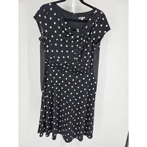 Eliza J Womens Sz 12P Petite Knee Length Dress Black White Polka Dot